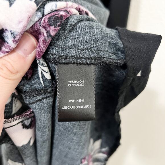 [Torrid] Black Floral Print Challis Trapeze Mini Dress V-Neck A-Line Size 4X - Picture 10 of 10